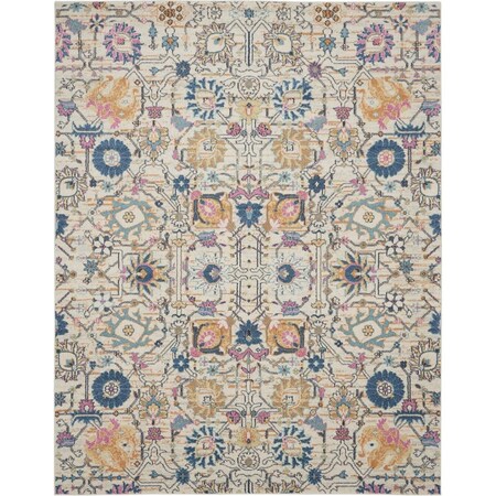 Homeroots 7 x 10 ft. Ivory & Multi Color Floral Buds Area Rug 385215